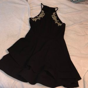 Black and Gold Layered Formal Dress